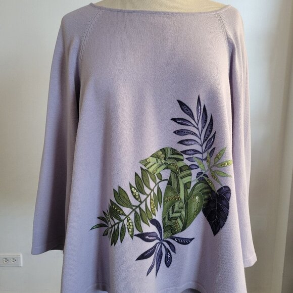Josephine Chaus Light Purple Floral Swirl Tunic (Size: XL) - Picture 1 of 14